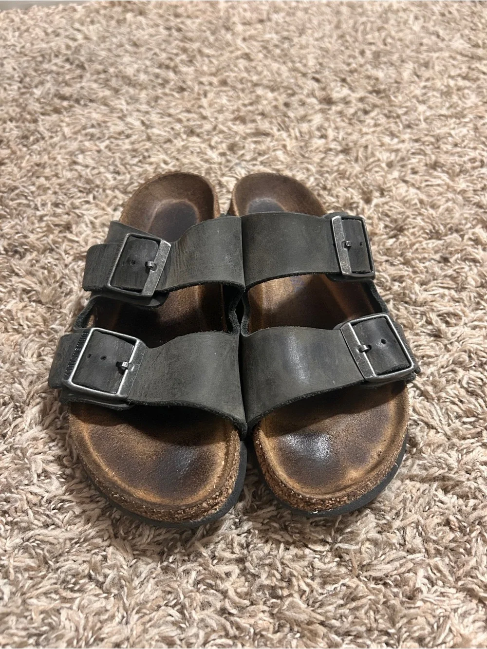 Birkenstock Men’s Double Strap Sandals in Dark Brown/Black